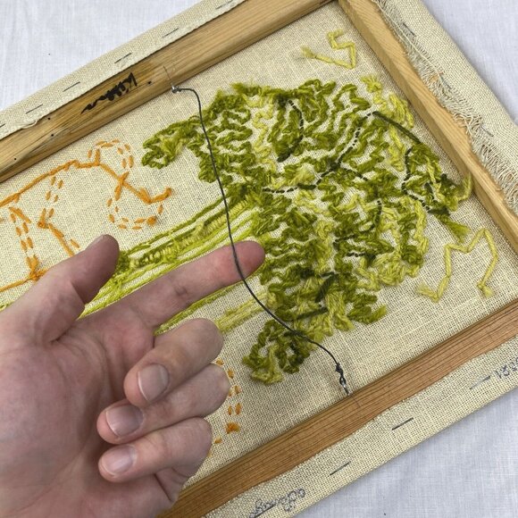 Vintage Paragon Needlecraft Crewel Stitchery Celery Stalks #0521 12x22" Finished - Picture 9 of 15